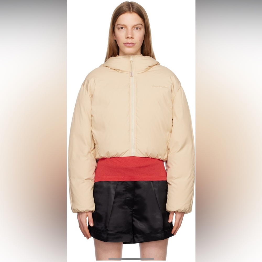 Acne Studios Beige Hooded Down Jacket